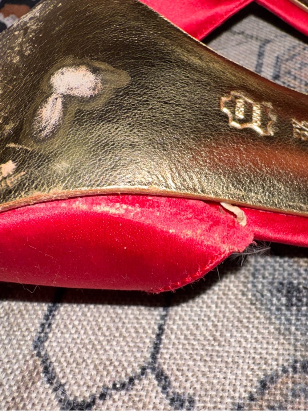 Sam Edelman Red Satin Peep-Toe Slide Heels with Bow Accent - Picture 3 of 5